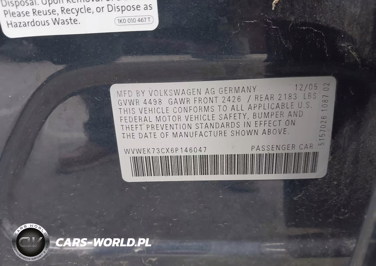 2007 Volkswagen Passat VIN:WVWEK73CX6P146047 - 9