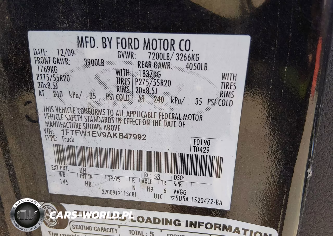 2010 Ford F-150 Fx4-Harley-Davidson-King Ranch-Lariat-Platinum-Xl-Xlt VIN:1FTFW1EV9AKB47992 - 9