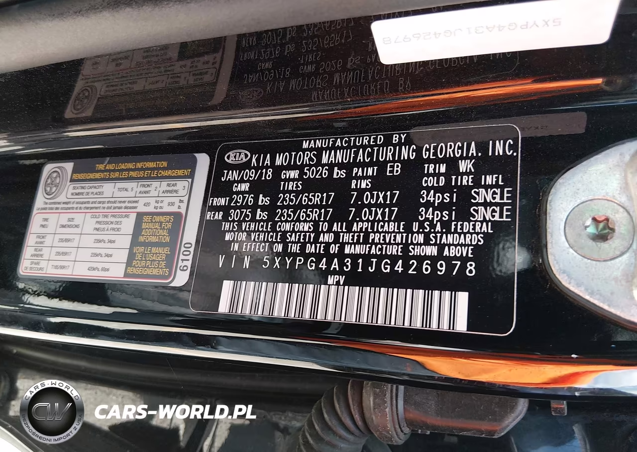 2018 Kia Sorento 2.4L L VIN:5XYPG4A31JG426978 - 9