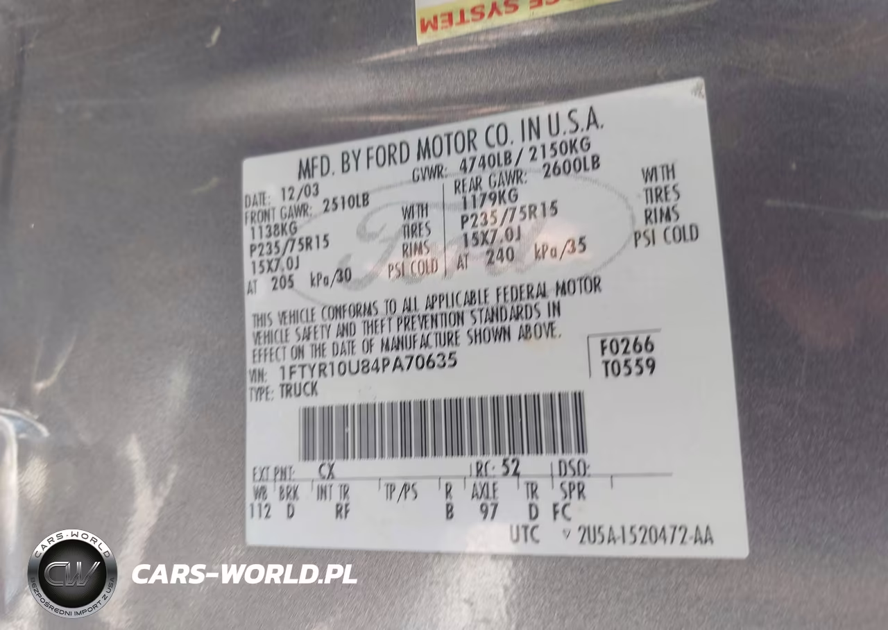 2004 Ford Ranger Edge-Xl-Xlt VIN:1FTYR10U84PA70635 - 9