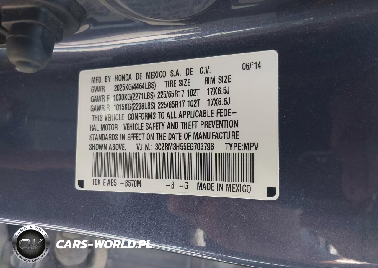 2014 Honda Cr-V Ex VIN:3CZRM3H55EG703796 - 9