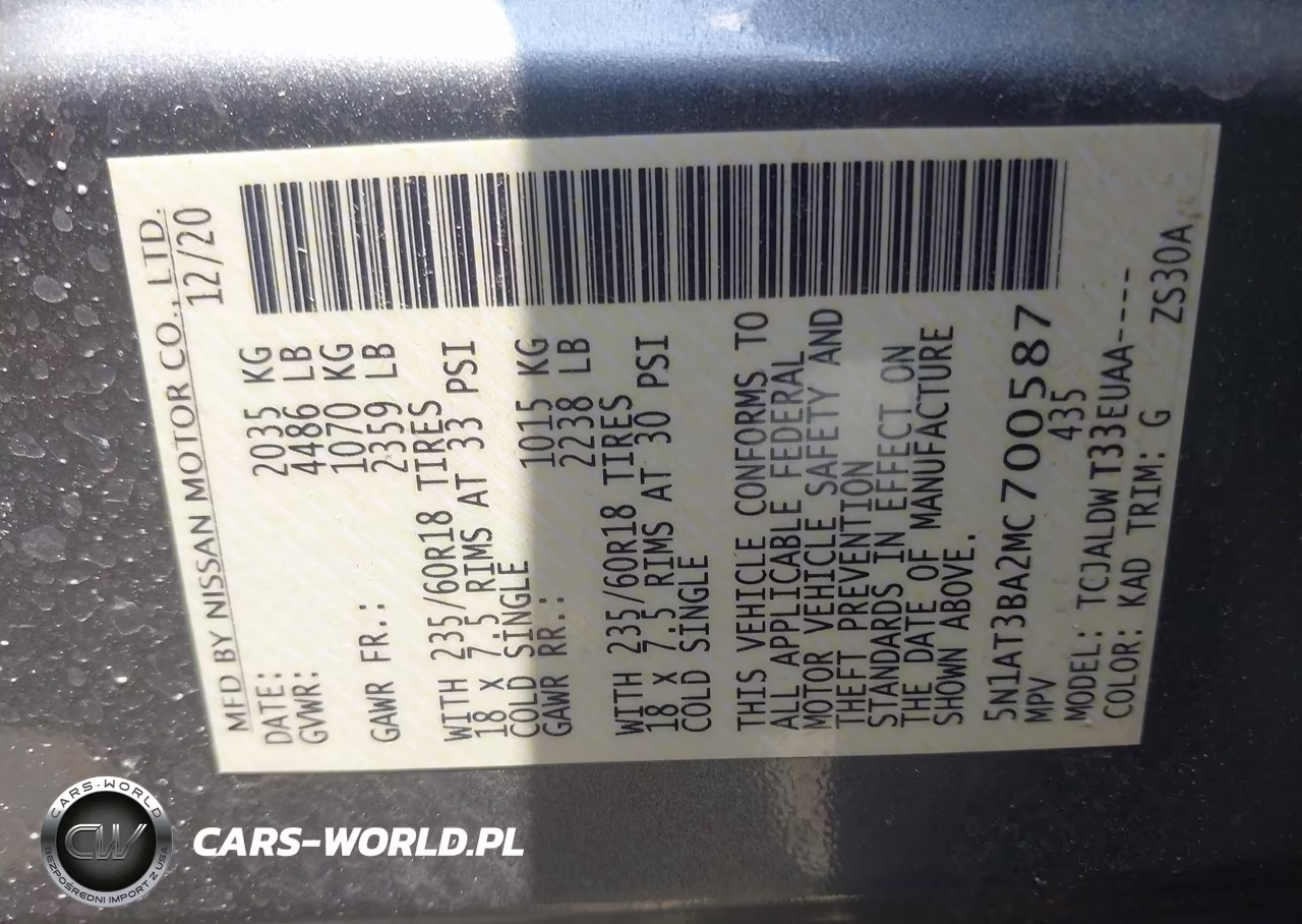 2021 Nissan Rogue Sv Fwd VIN:5N1AT3BA2MC700587 - 9