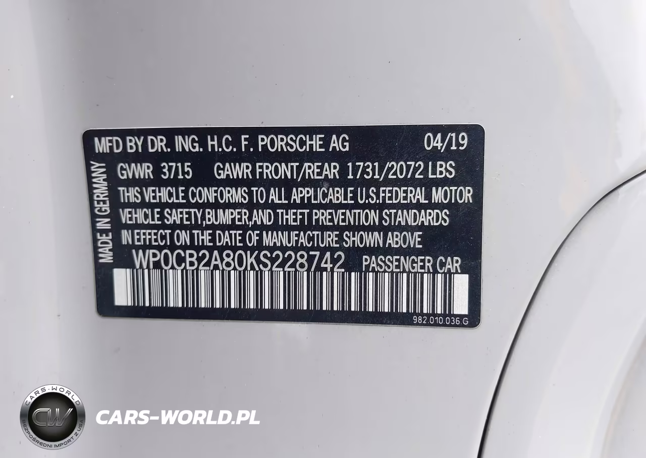 2019 Porsche 718 Boxster S VIN:WP0CB2A80KS228742 - 9