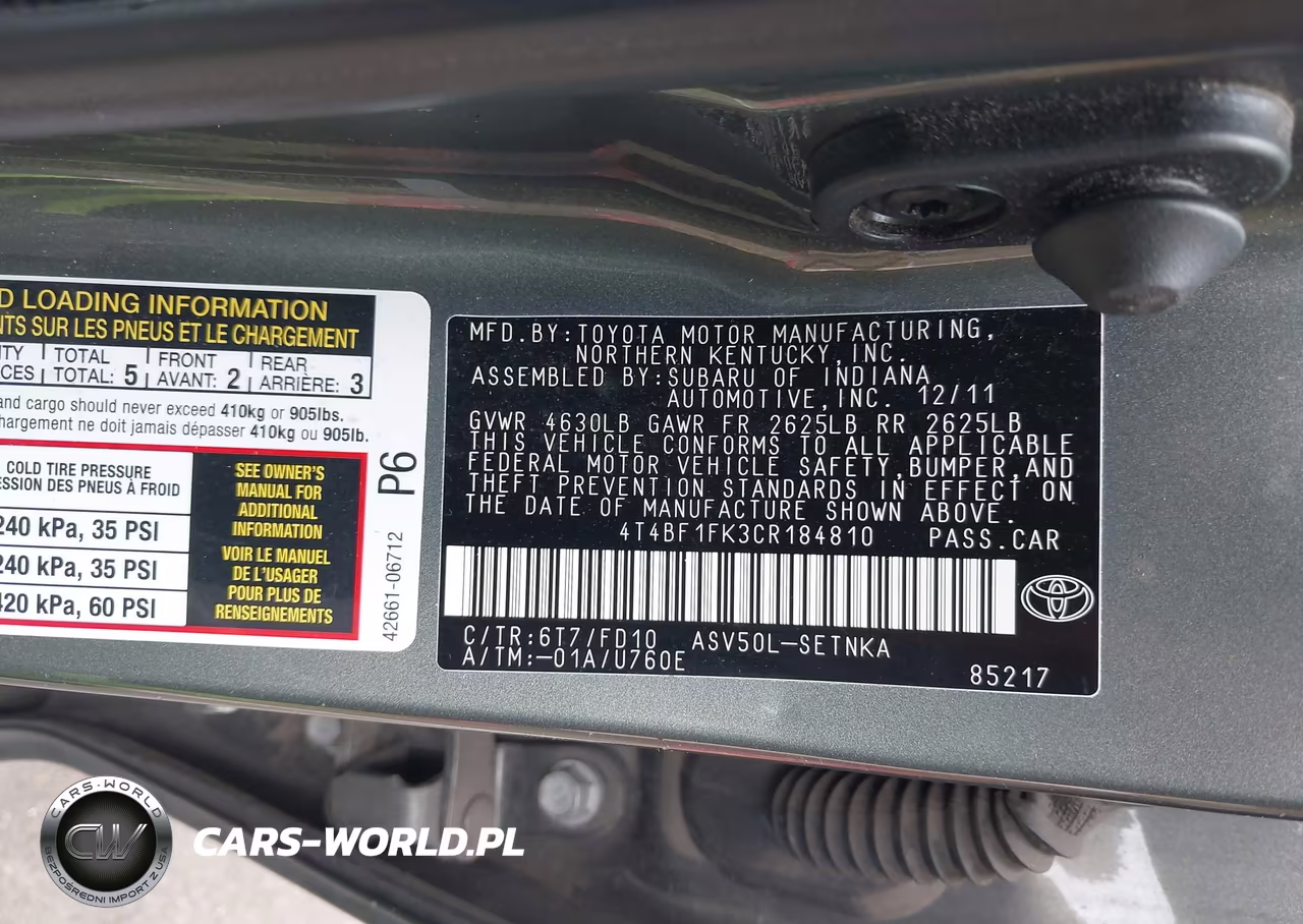 2012 Toyota Camry Le VIN:4T4BF1FK3CR184810 - 9