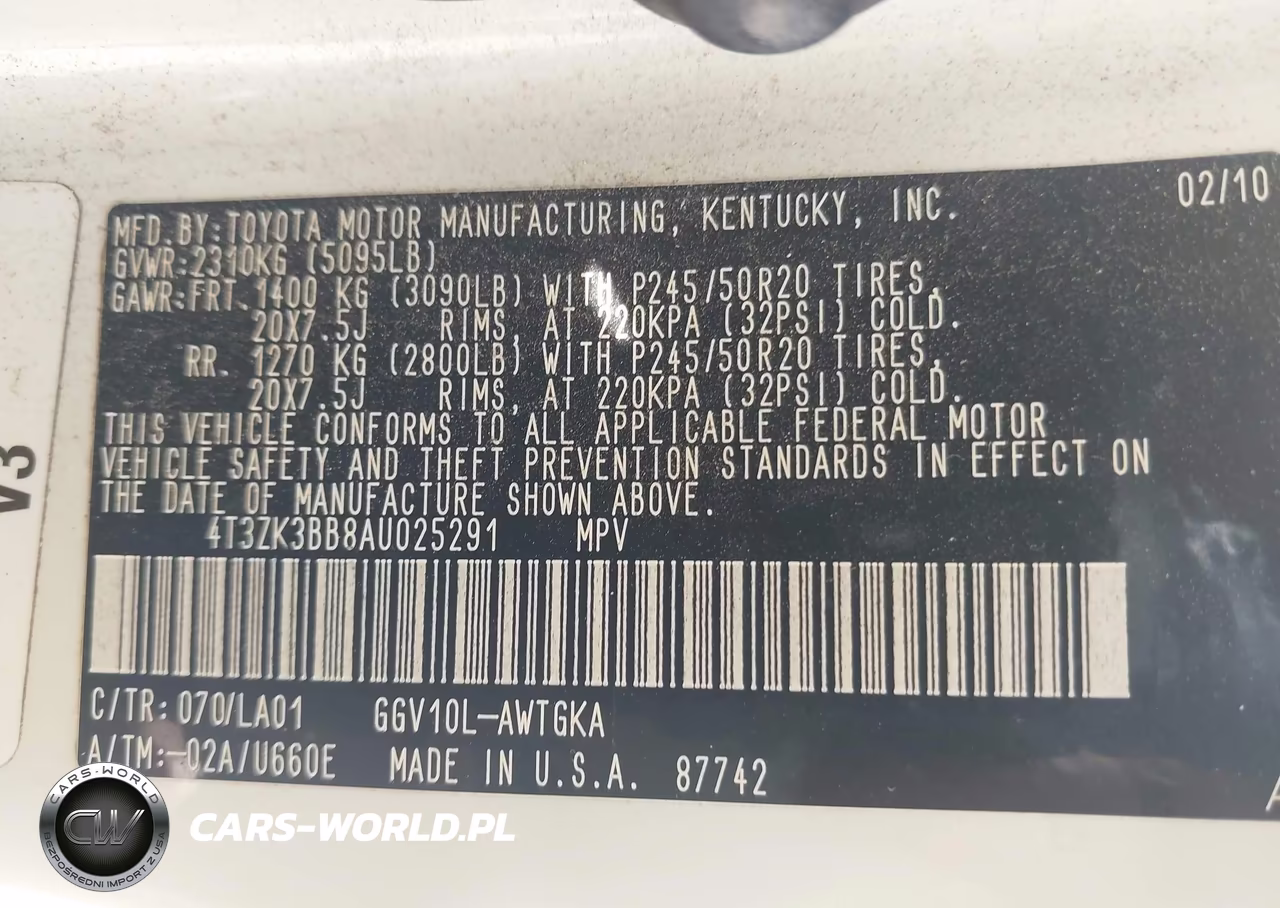 2010 Toyota Venza Base V6 VIN:4T3ZK3BB8AU025291 - 9