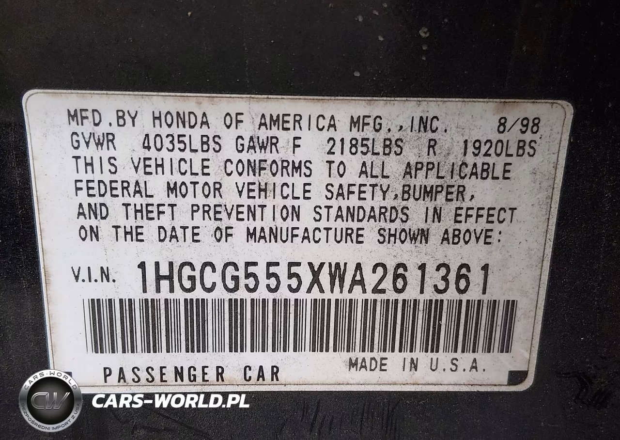 1998 Honda Accord Ex VIN:1HGCG555XWA261361 - 9
