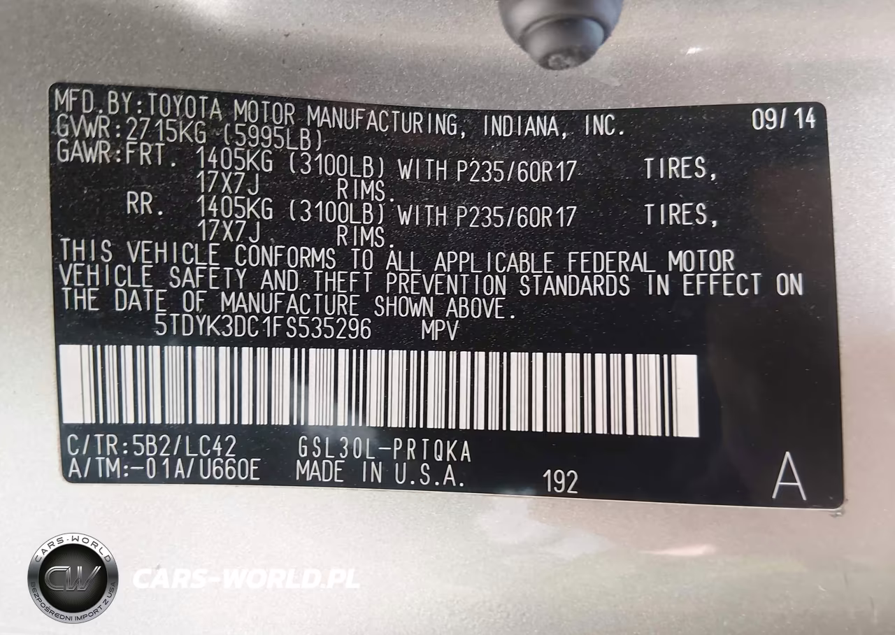 2015 Toyota Sienna Xle 8 Passenger VIN:5TDYK3DC1FS535296 - 9