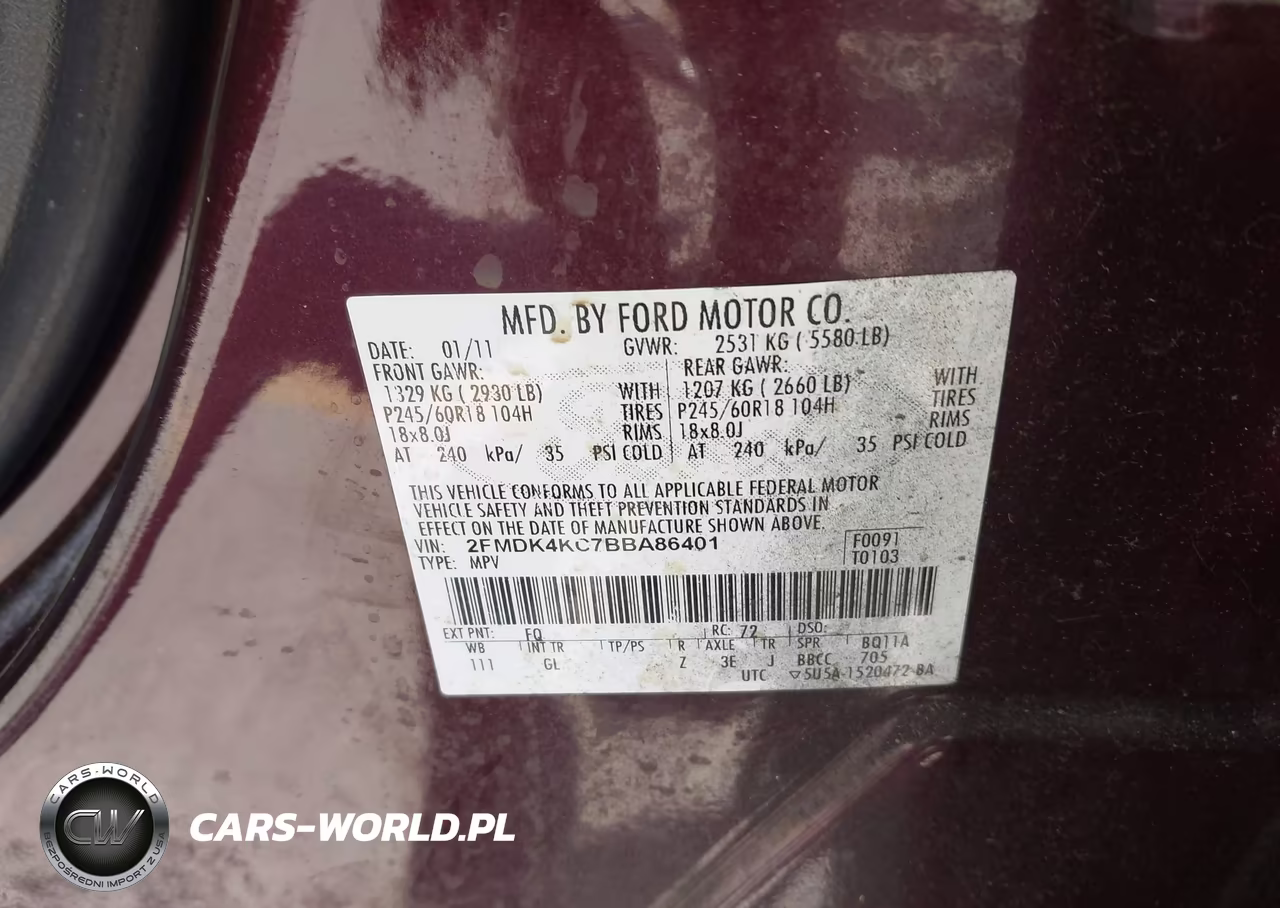 2011 Ford Edge Limited VIN:2FMDK4KC7BBA86401 - 9