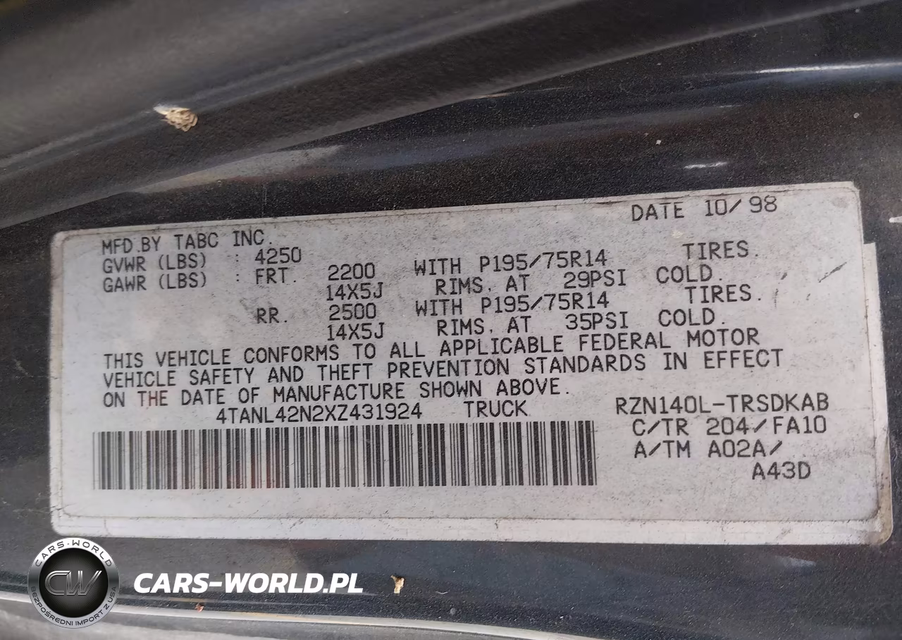 1999 Toyota Tacoma VIN:4TANL42N2XZ431924 - 9
