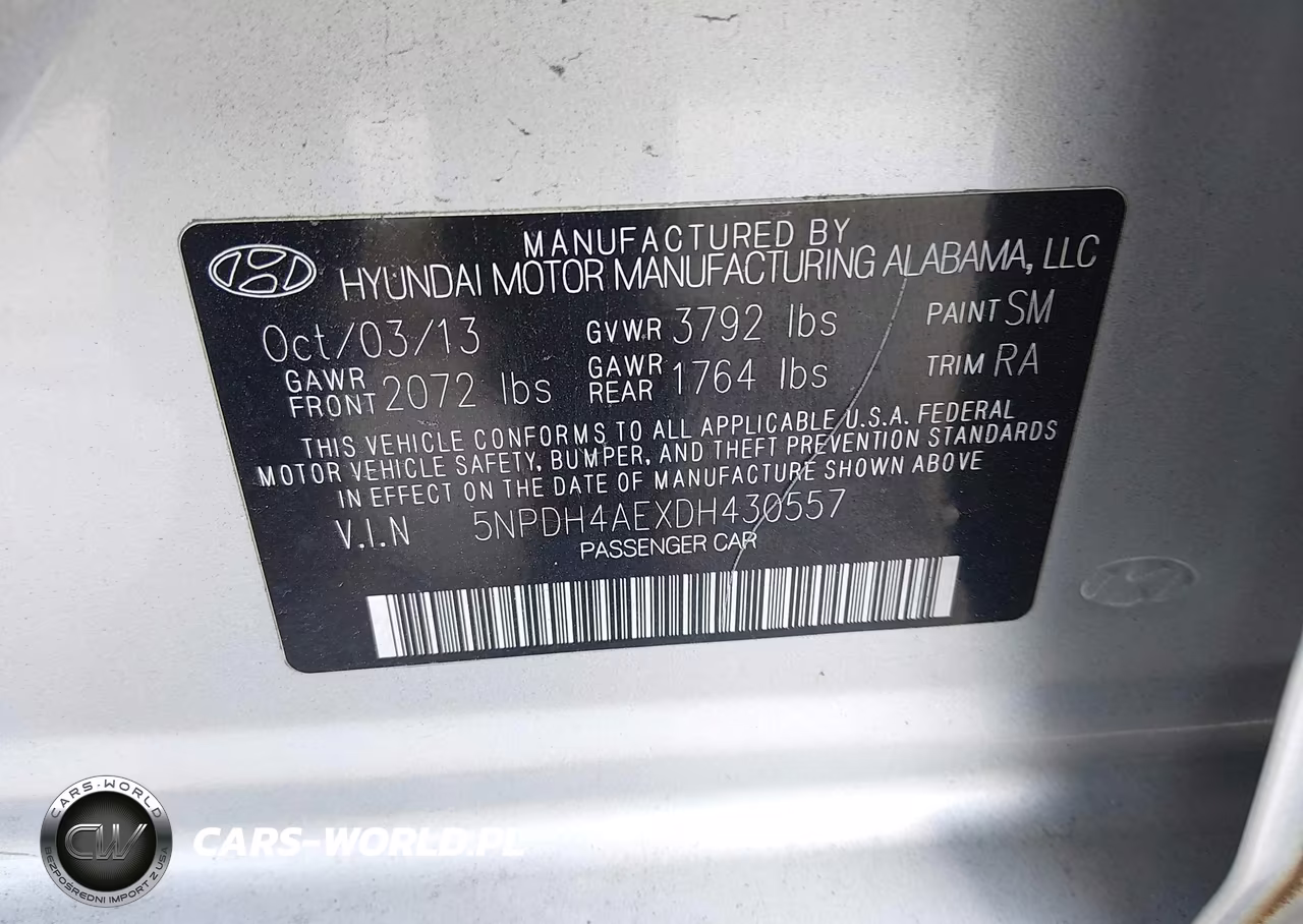 2013 Hyundai Elantra Gls VIN:5NPDH4AEXDH430557 - 9