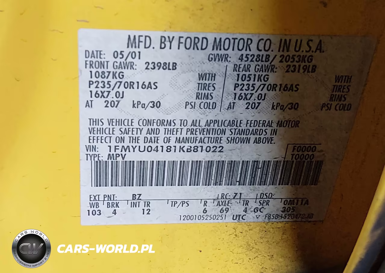 2001 Ford Escape Xlt VIN:1FMYU04181KB81022 - 9