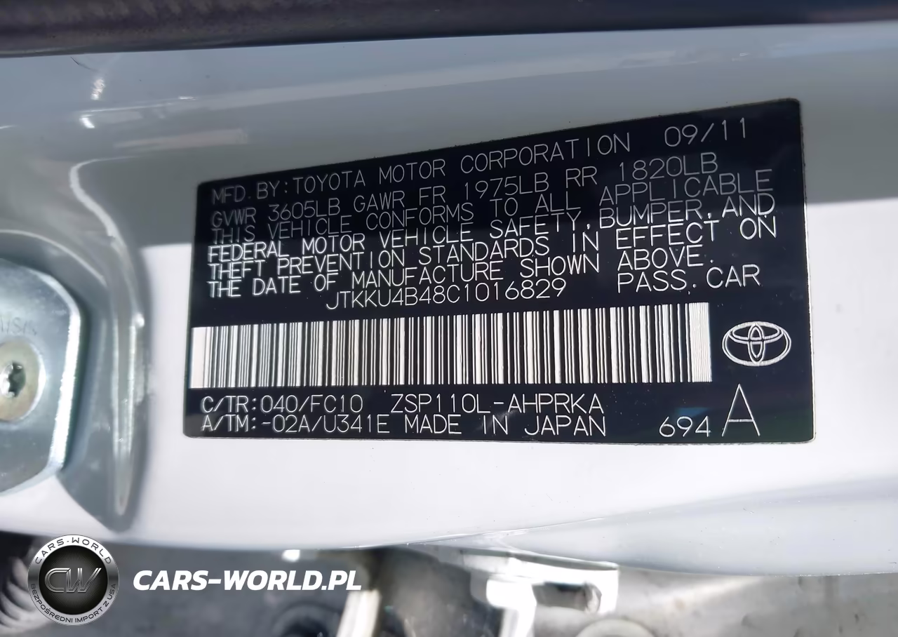 2012 Scion Xd VIN:JTKKU4B48C1016829 - 9