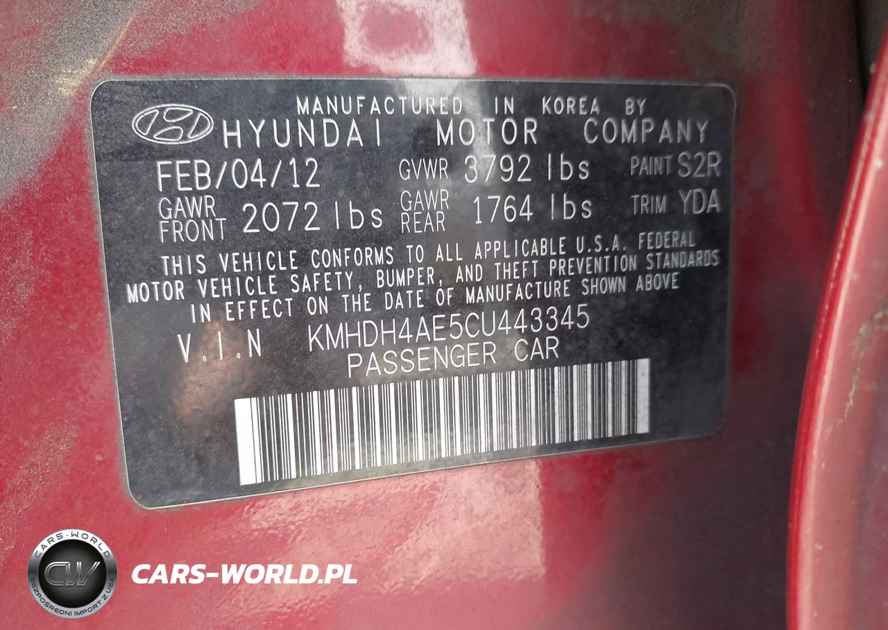 2012 Hyundai Elantra Limited (Ulsan Plant) VIN:KMHDH4AE5CU443345 - 9