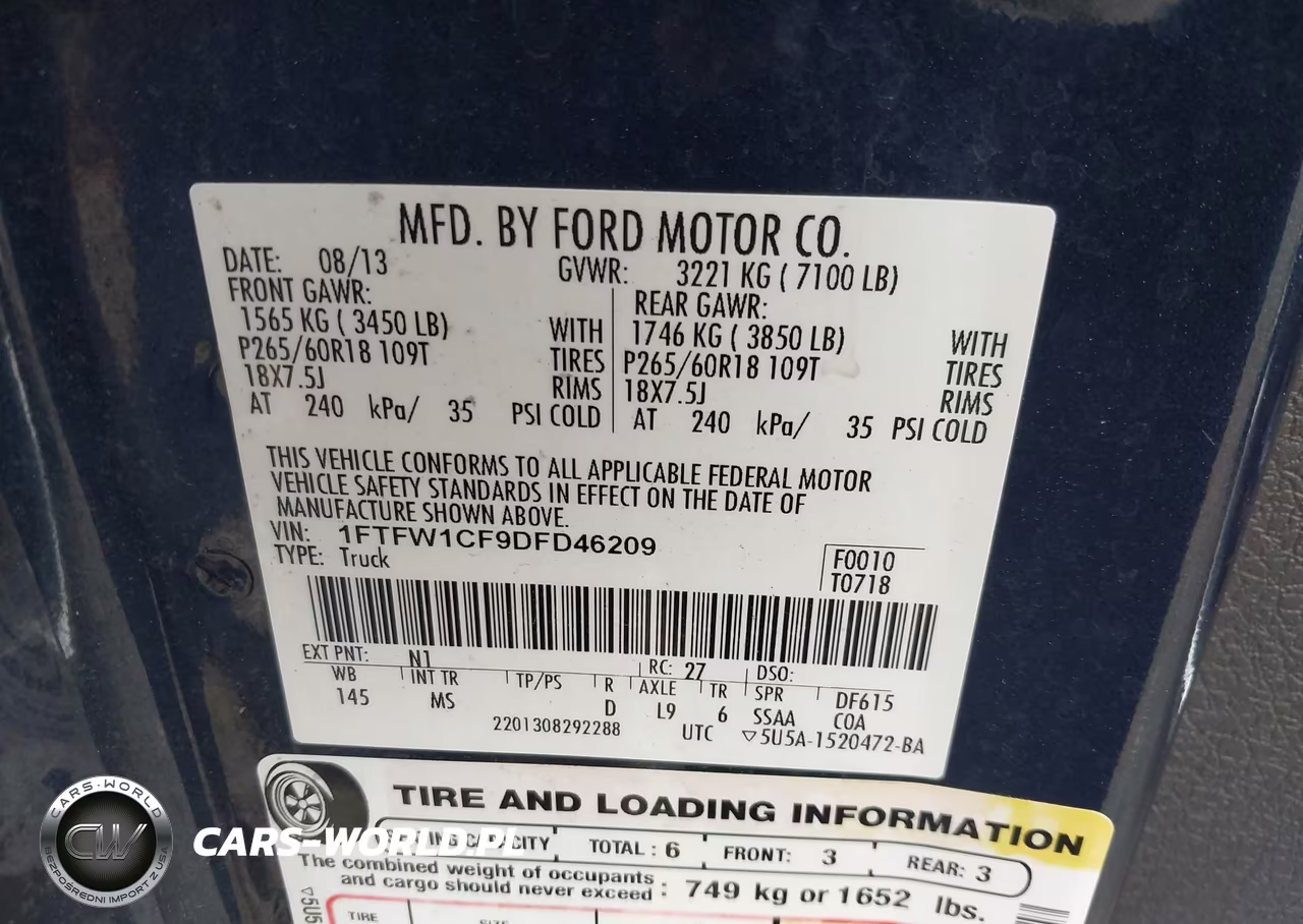 2013 Ford F-150 Fx2-King Ranch-Lariat-Platinum-Xl-Xlt VIN:1FTFW1CF9DFD46209 - 9
