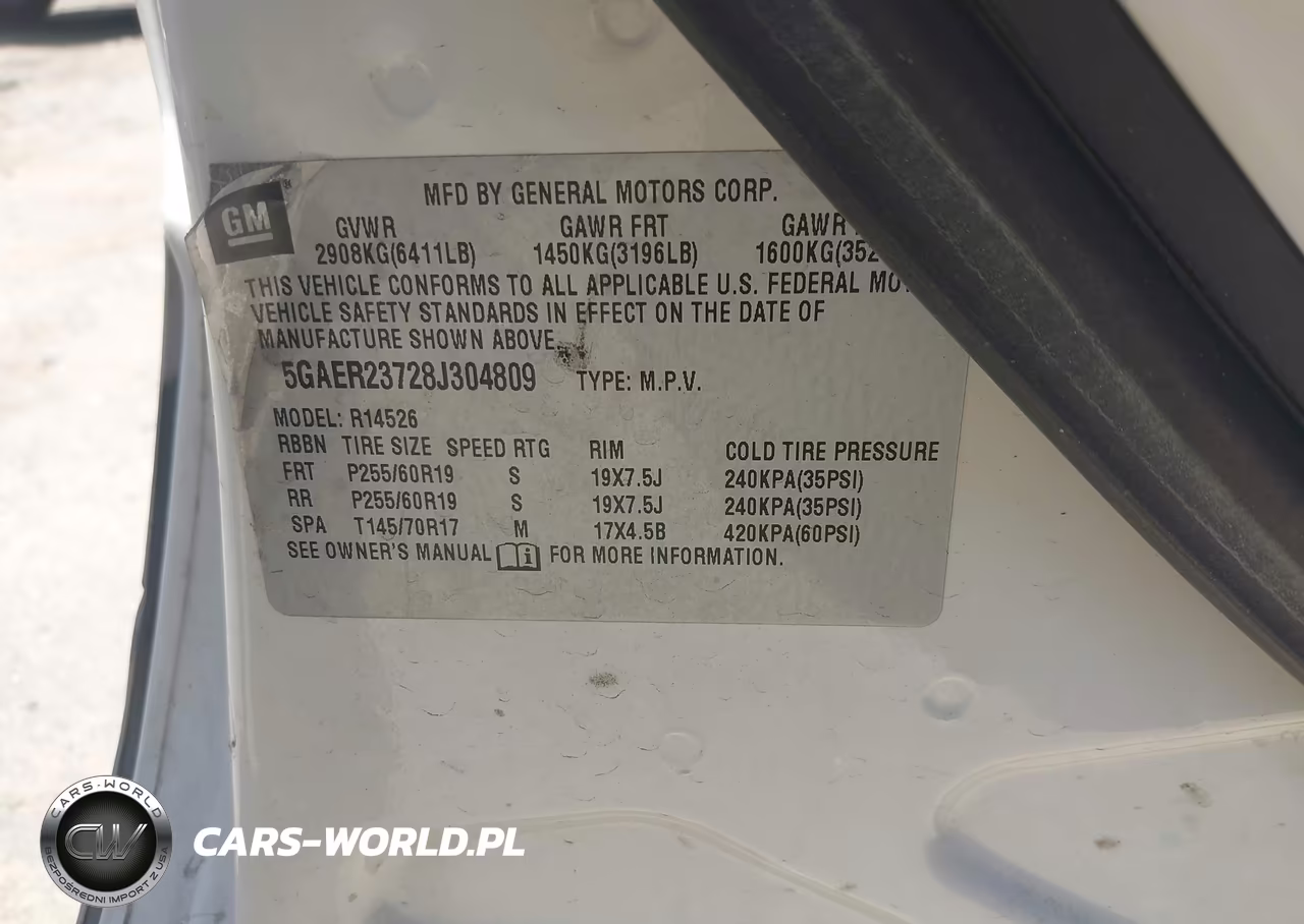 2008 Buick Enclave Cxl VIN:5GAER23728J304809 - 9