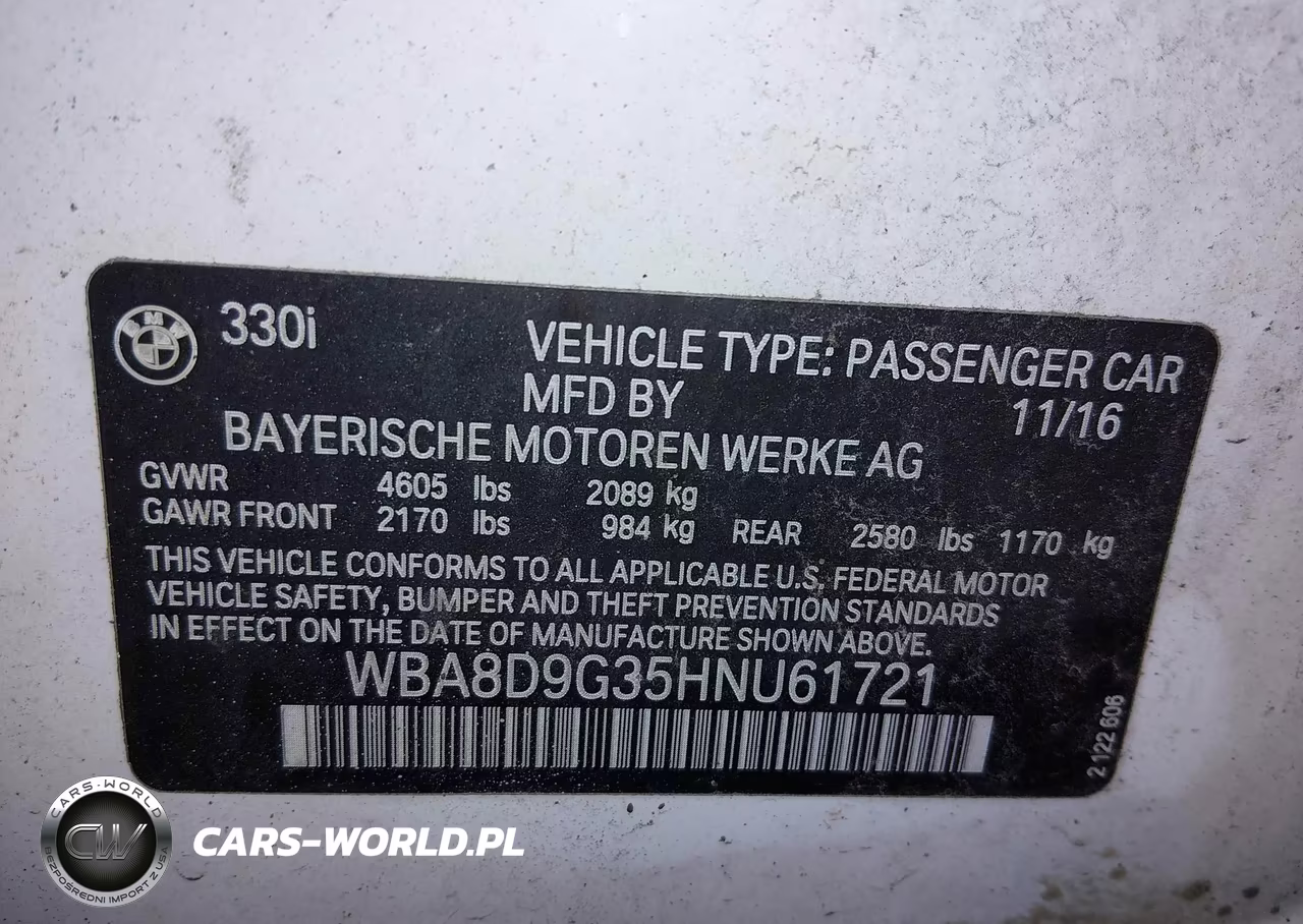 2017 BMW 330 Xi VIN:WBA8D9G35HNU61721 - 9