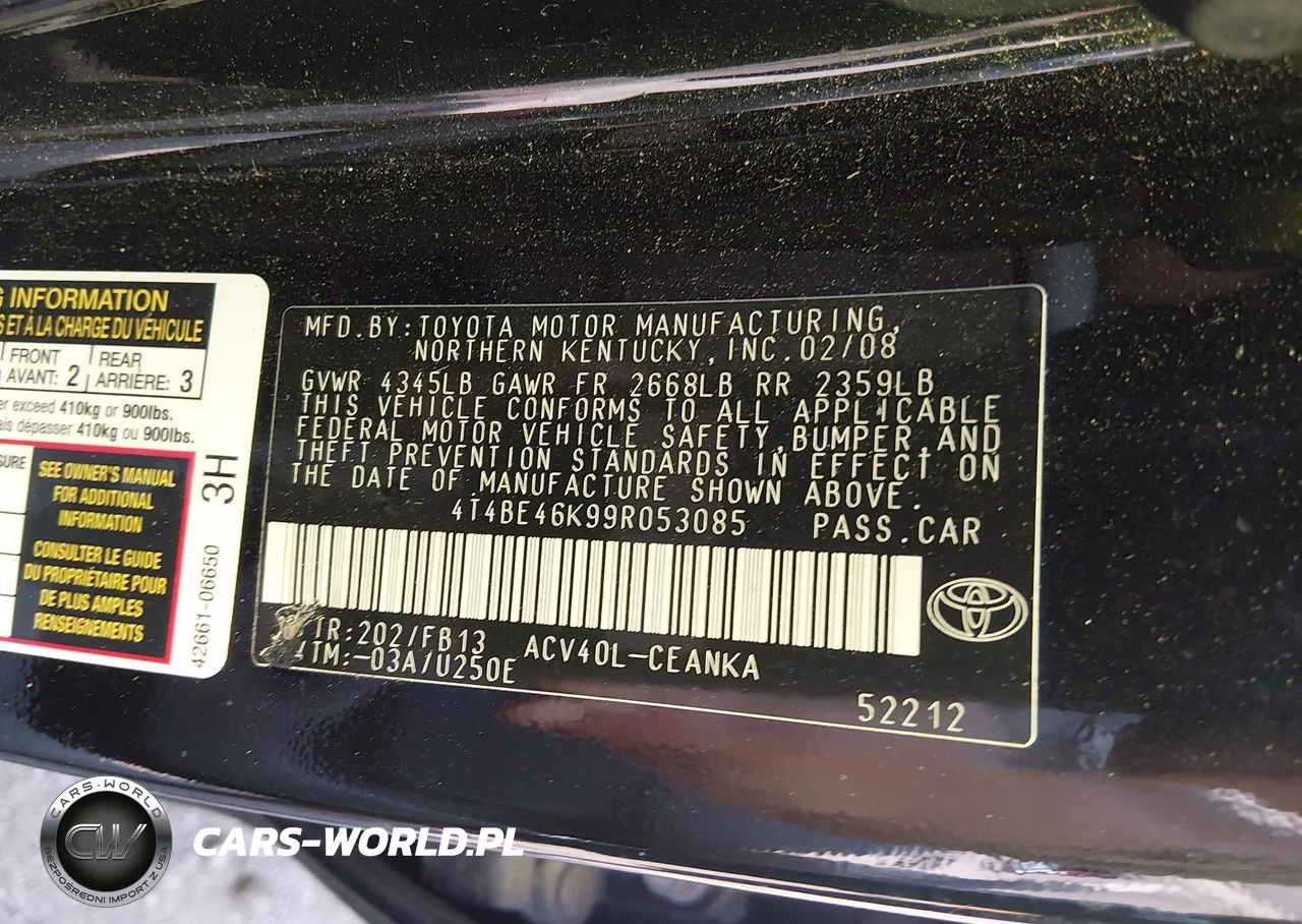 2009 Toyota Camry Le VIN:4T4BE46K99R053085 - 9