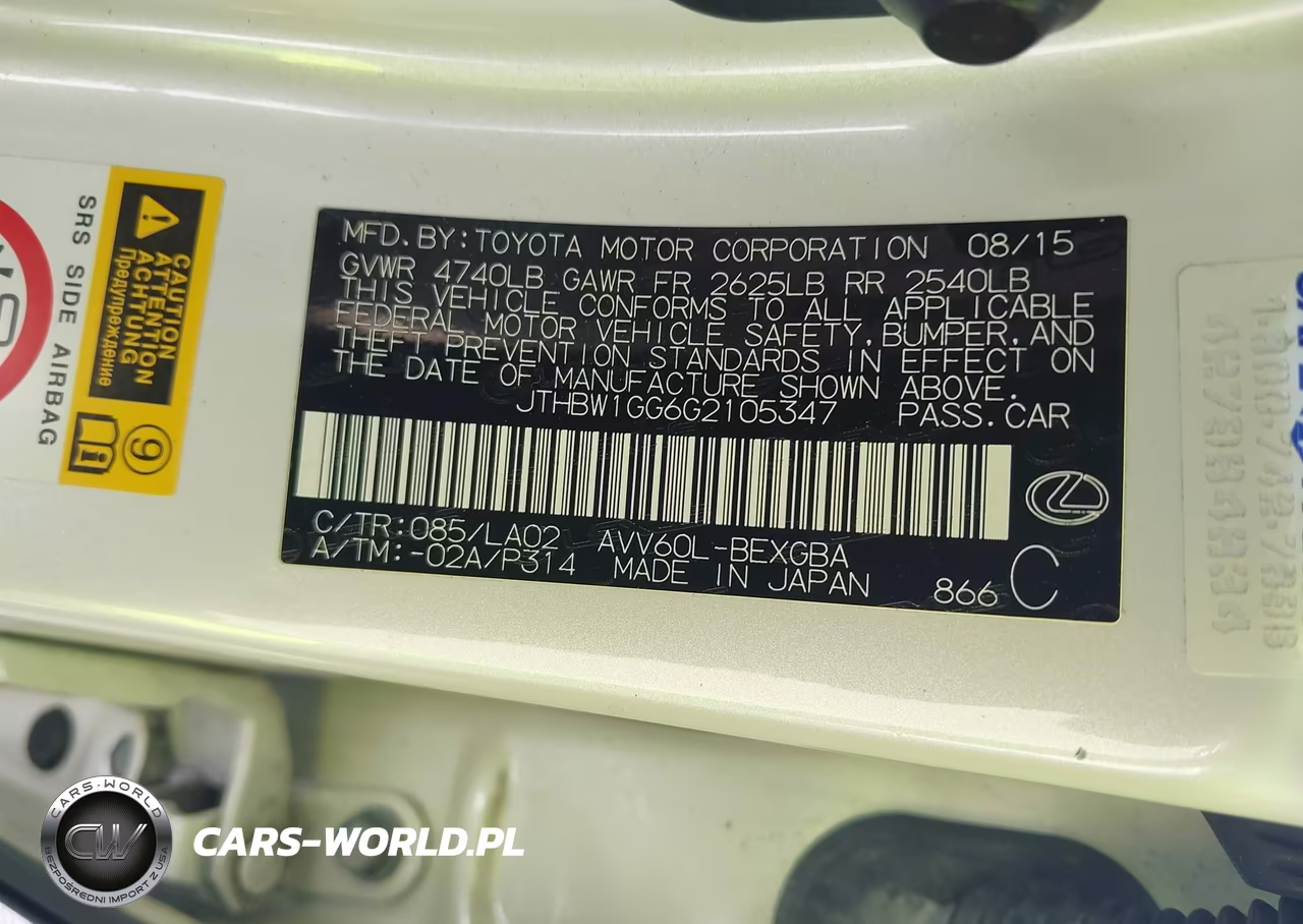 2016 Lexus Es 300H VIN:JTHBW1GG6G2105347 - 9