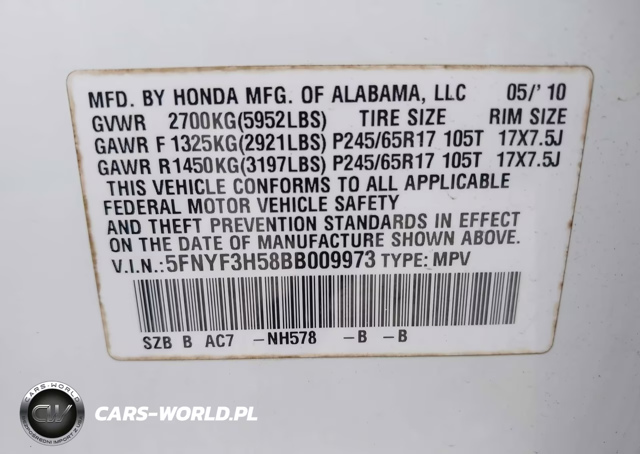 2011 Honda Pilot Ex-L VIN:5FNYF3H58BB009973 - 9