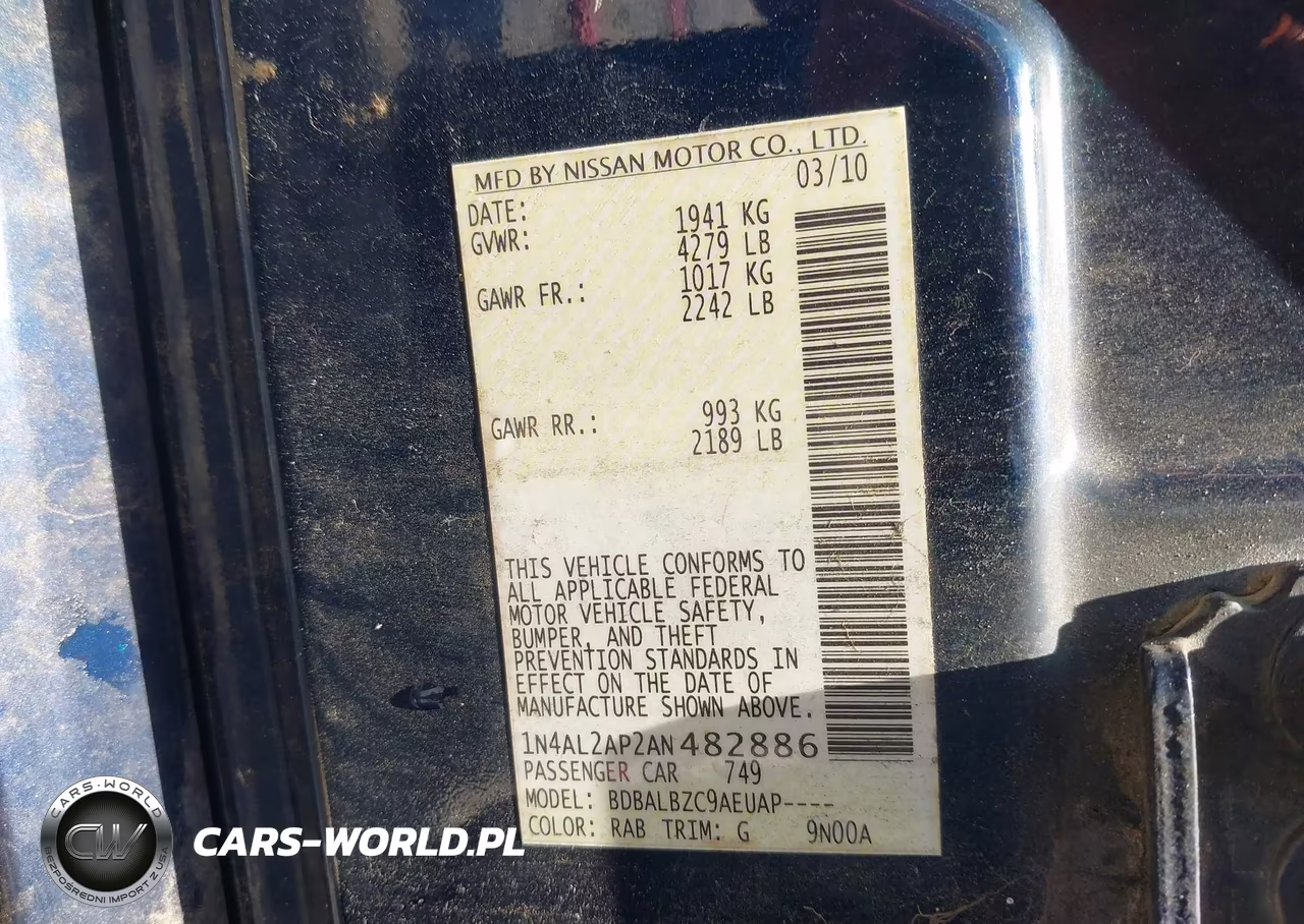 2010 Nissan Altima 2.5 S VIN:1N4AL2AP2AN482886 - 9