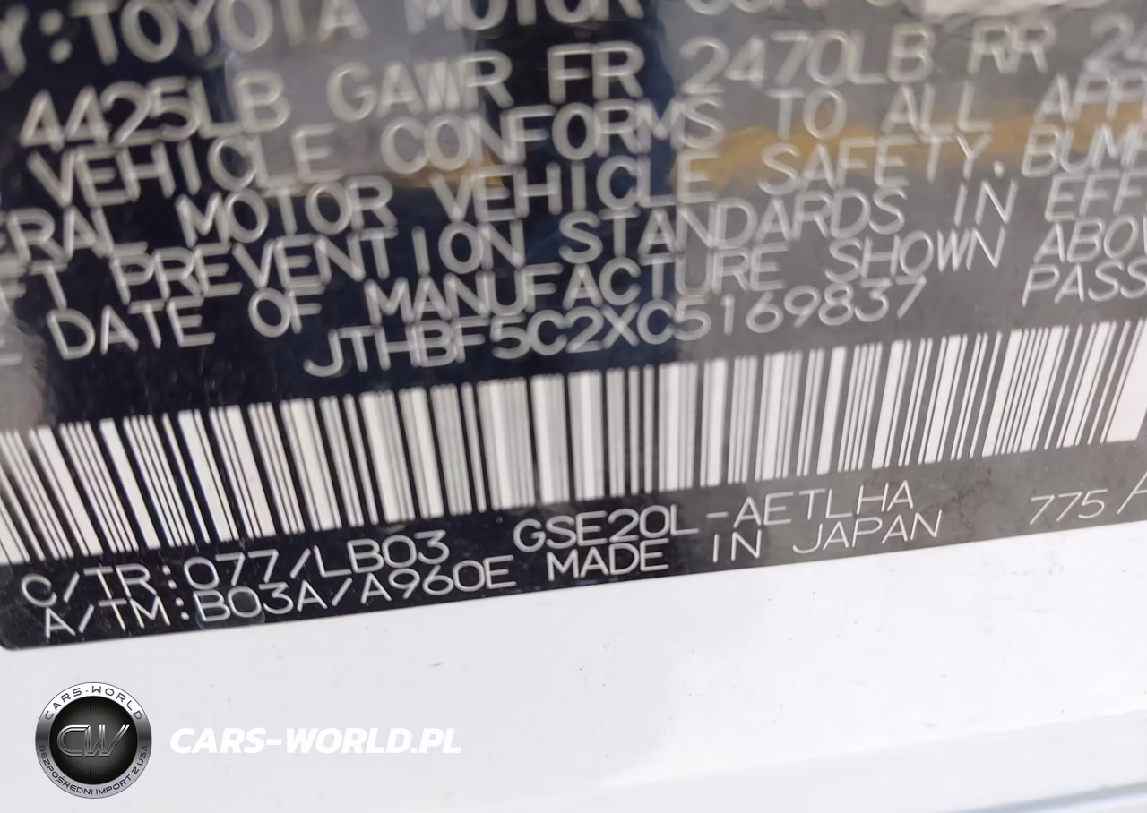 2012 Lexus Is 250 VIN:JTHBF5C2XC5169837 - 9