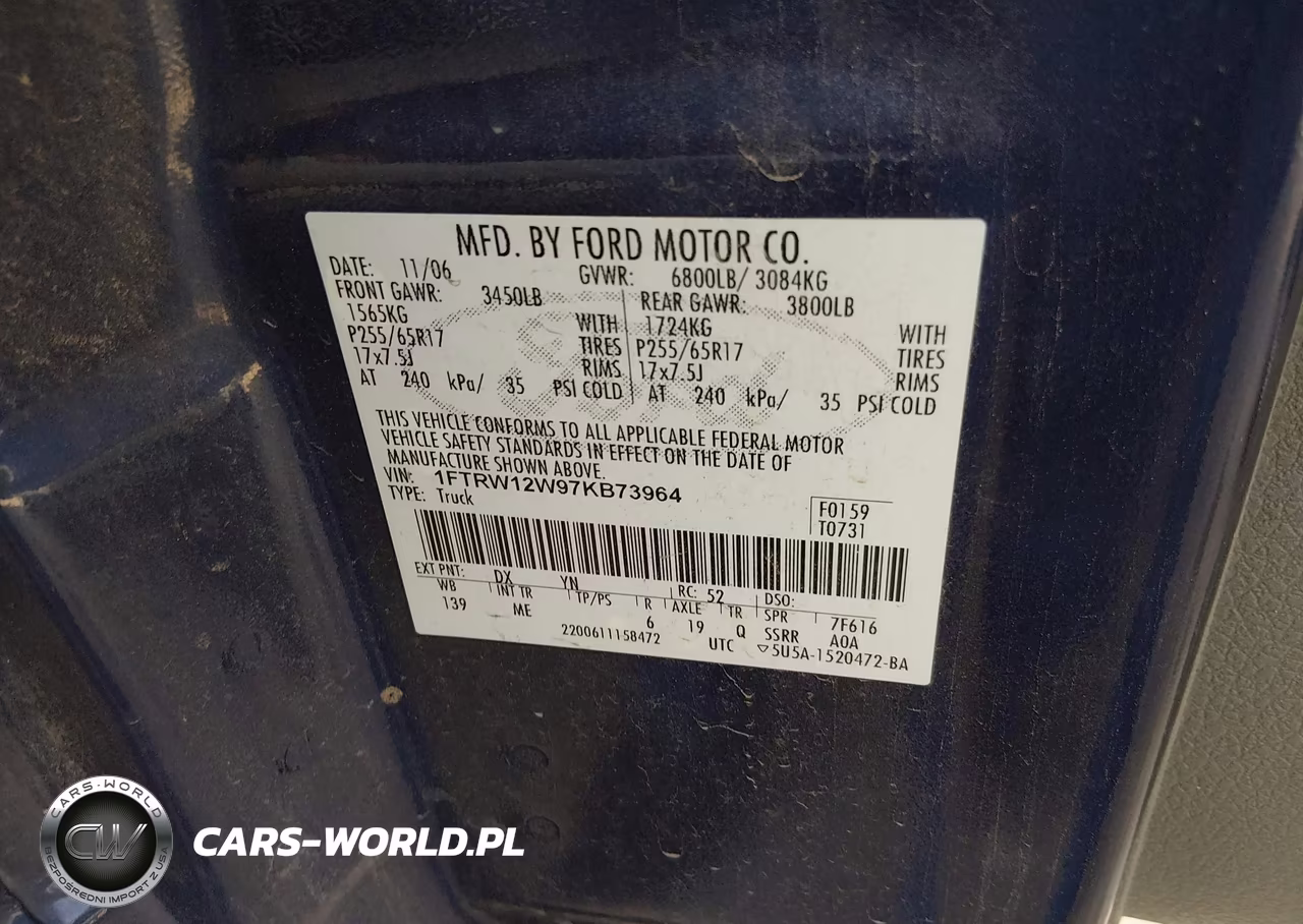 2007 Ford F-150 Xlt VIN:1FTRW12W97KB73964 - 9