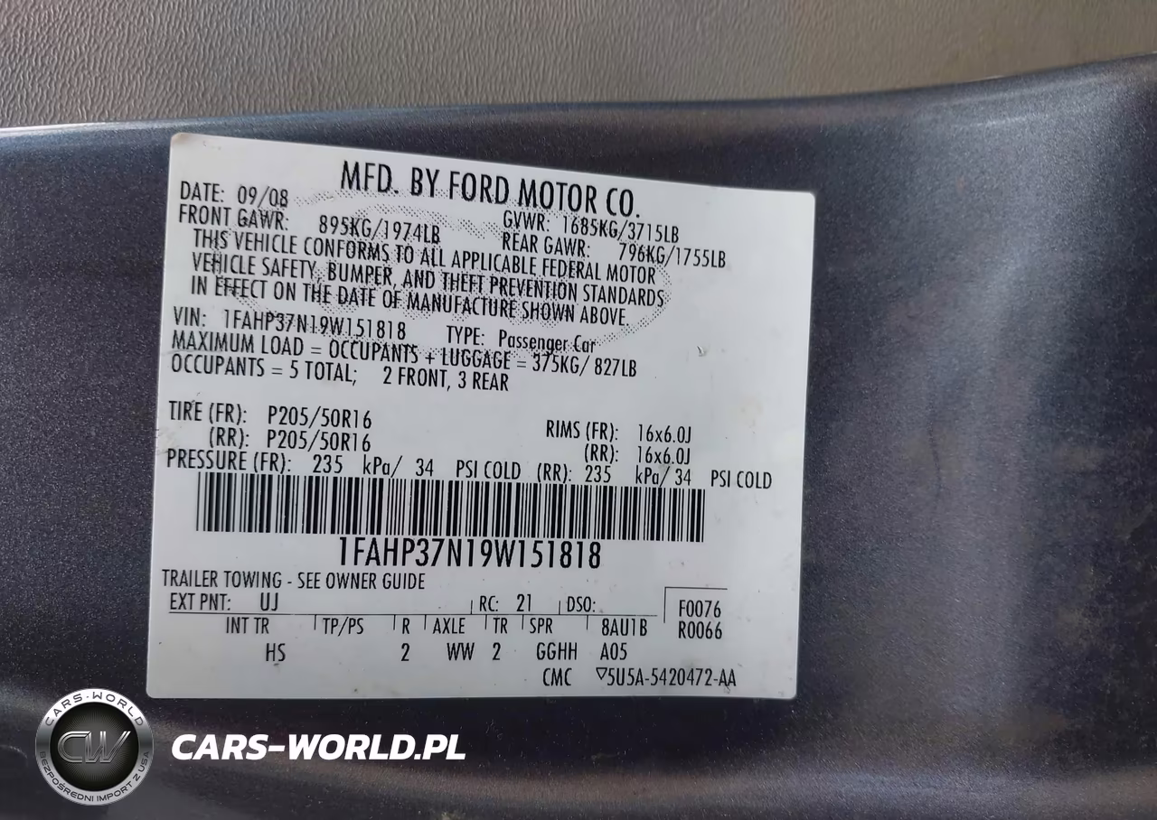 2009 Ford Focus Sel VIN:1FAHP37N19W151818 - 9