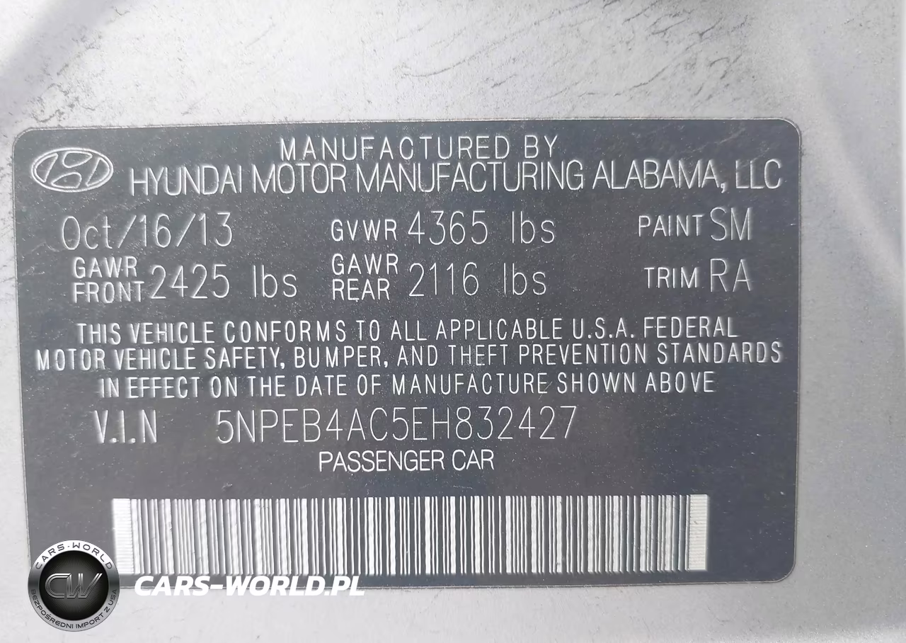 2014 Hyundai Sonata Gls VIN:5NPEB4AC5EH832427 - 9