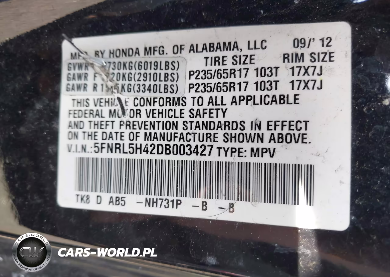 2013 Honda Odyssey Ex VIN:5FNRL5H42DB003427 - 9
