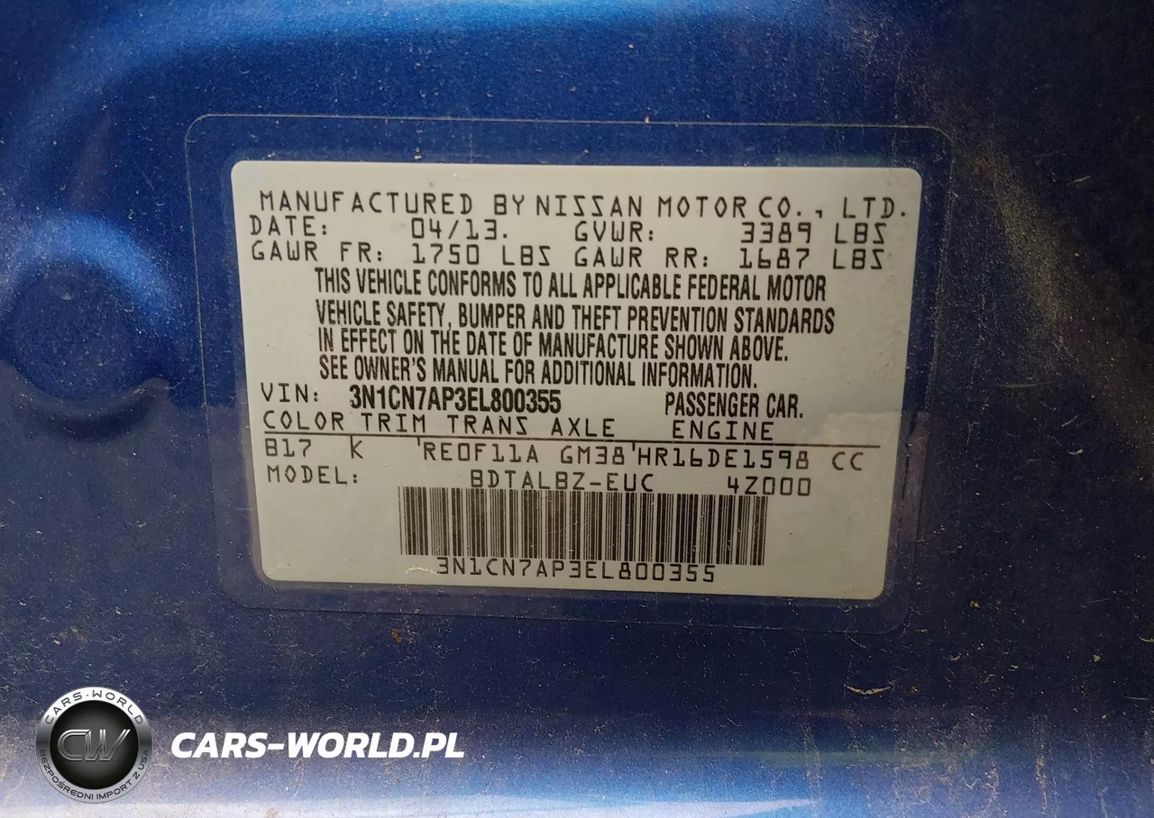 2014 Nissan Versa 1.6 Sv VIN:3N1CN7AP3EL800355 - 9