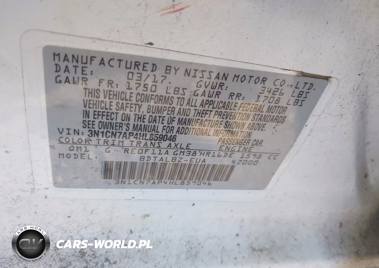 2017 Nissan Versa 1.6 Sv VIN:3N1CN7AP4HL859046 - 9