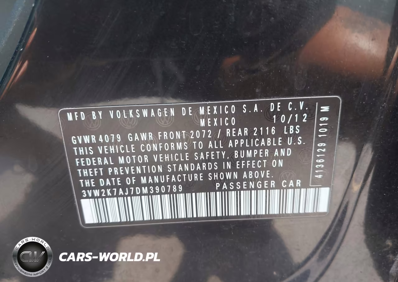 2013 Volkswagen Jetta 2.0L S VIN:3VW2K7AJ7DM390789 - 9