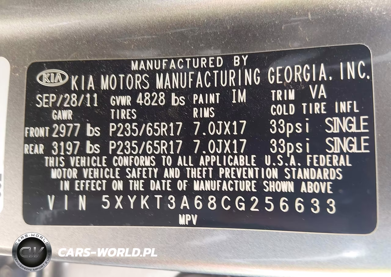 2012 Kia Sorento Lx VIN:5XYKT3A68CG256633 - 9