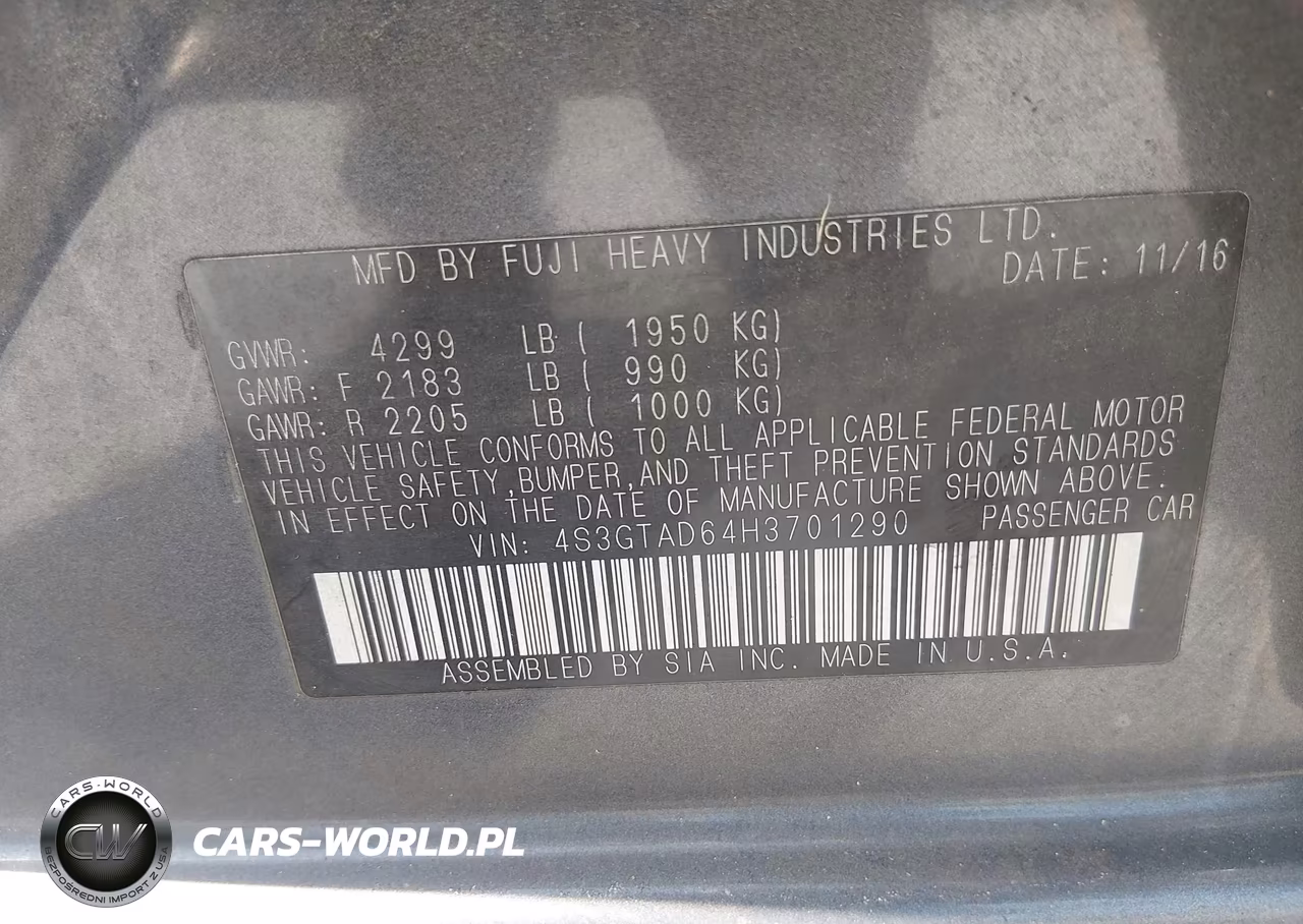 2017 Subaru Impreza 2.0I Premium VIN:4S3GTAD64H3701290 - 9