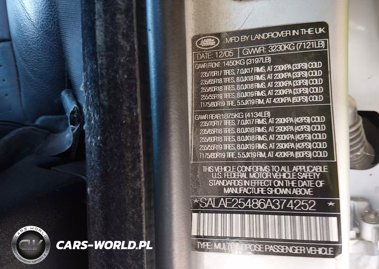 2006 Land Rover Lr3 V8 Se VIN:SALAE25486A374252 - 9