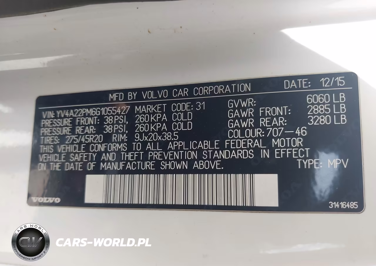 2016 Volvo Xc90 T6 R-Design VIN:YV4A22PM6G1055427 - 9