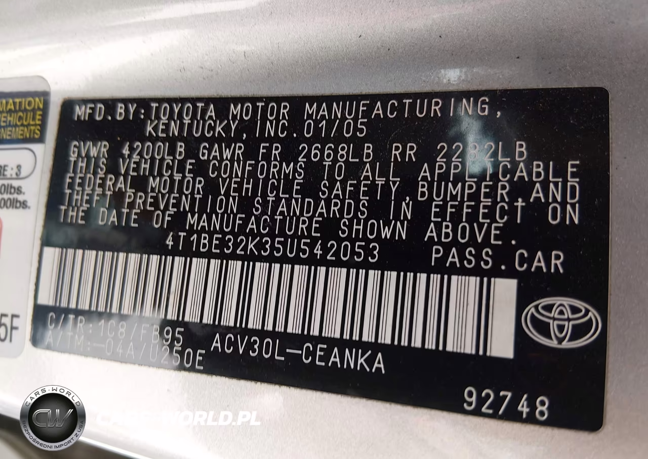 2005 Toyota Camry Le VIN:4T1BE32K35U542053 - 9