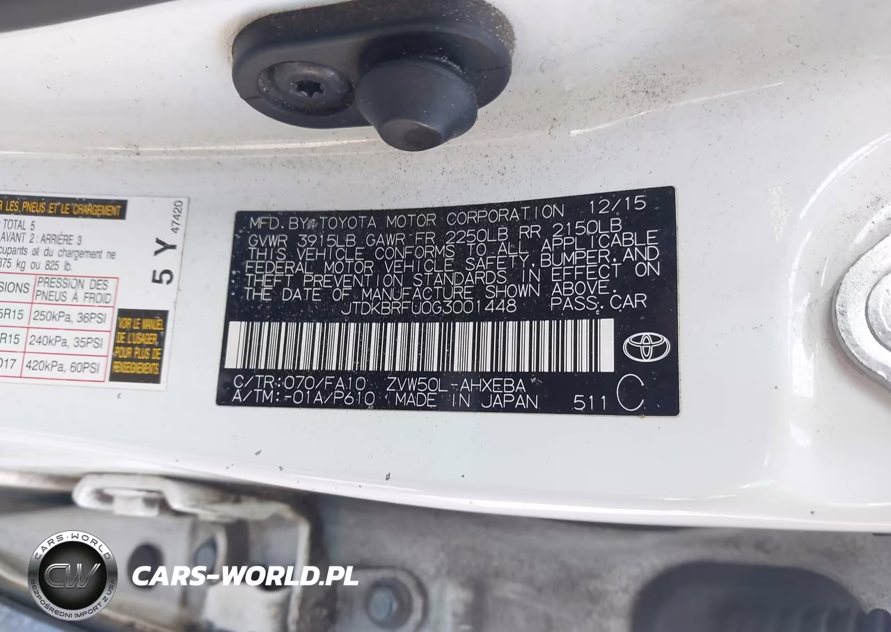2016 Toyota Prius Two VIN:JTDKBRFU0G3001448 - 9