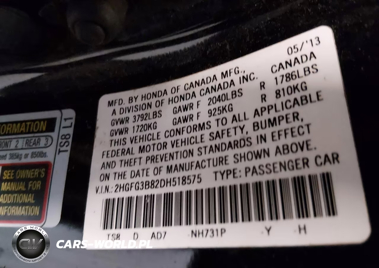 2013 Honda Civic Ex VIN:2HGFG3B82DH518575 - 9