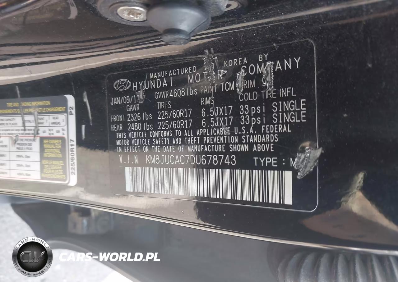2013 Hyundai Tucson Gls VIN:KM8JUCAC7DU678743 - 9