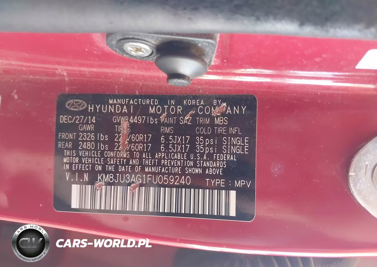 2015 Hyundai Tucson Se VIN:KM8JU3AG1FU059240 - 9