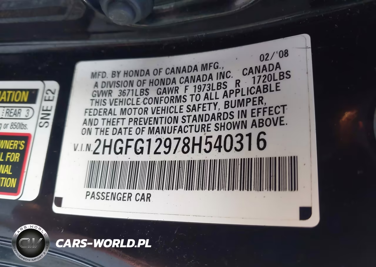 2008 Honda Civic Ex-L VIN:2HGFG12978H540316 - 9