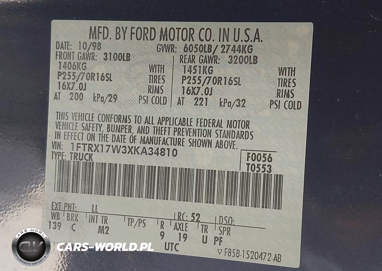 1999 Ford F-150 Lariat-Work Series-Xl-Xlt VIN:1FTRX17W3XKA34810 - 9
