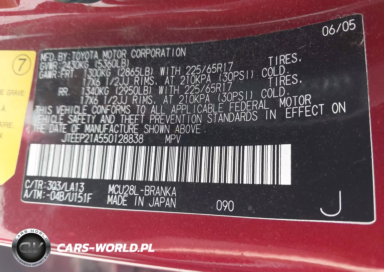 2005 Toyota Highlander Limited V6 VIN:JTEEP21A550128838 - 9