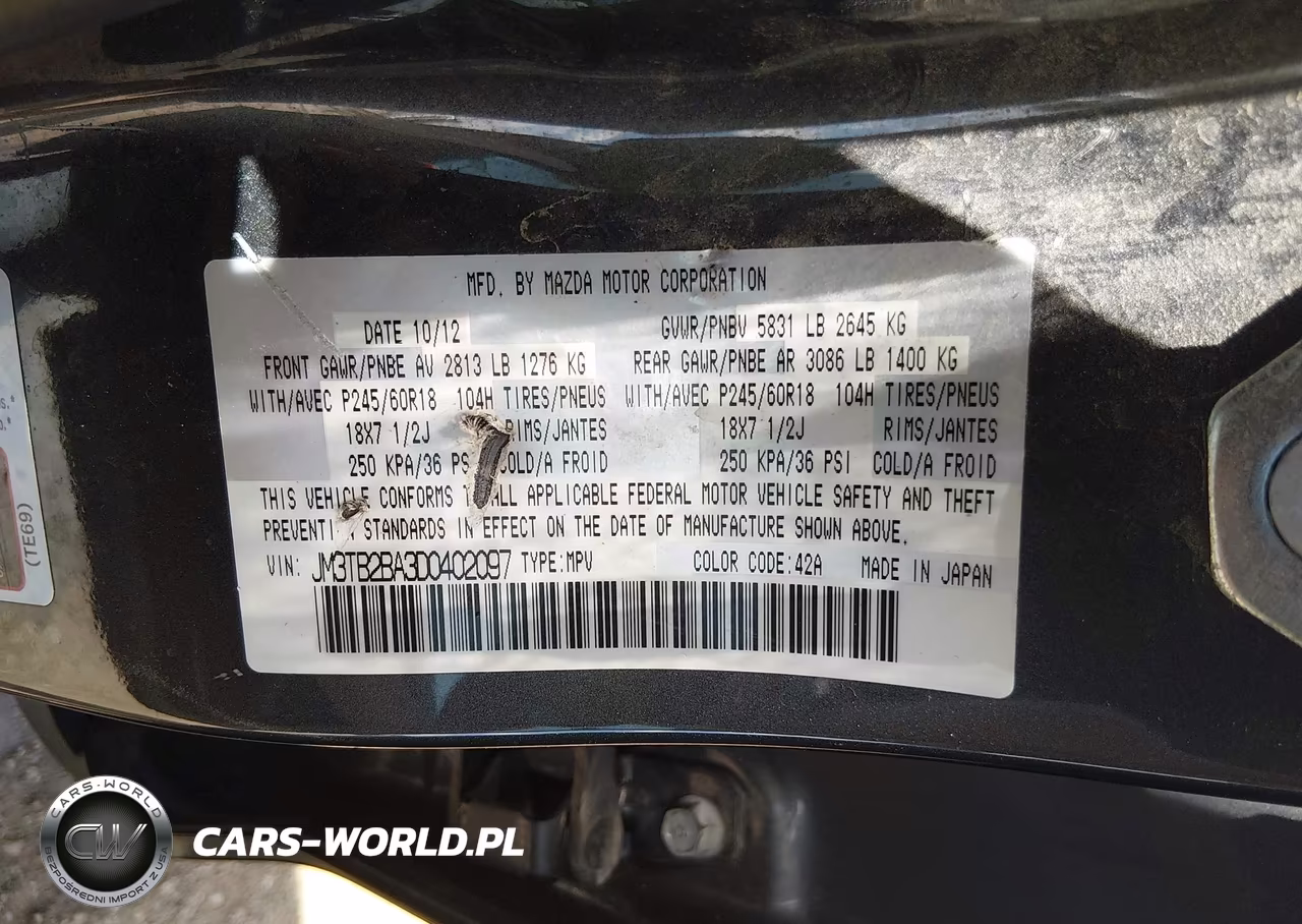 2013 Mazda Cx-9 Sport VIN:JM3TB2BA3D0402097 - 9