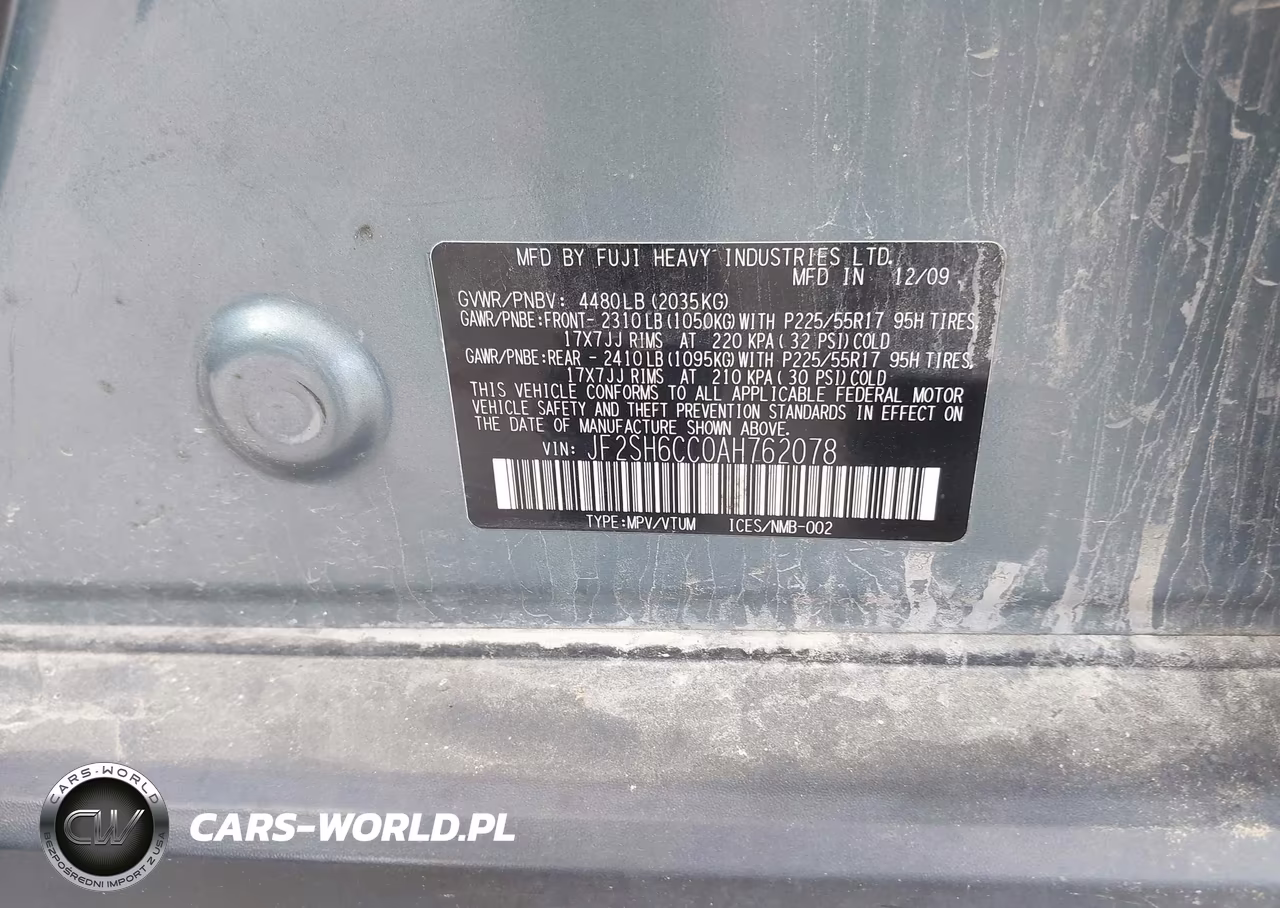 2010 Subaru Forester 2.5X Premium VIN:JF2SH6CC0AH762078 - 9