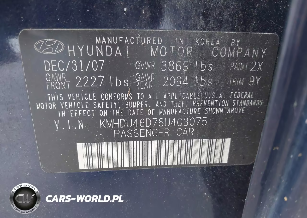 2008 Hyundai Elantra Gls-Se VIN:KMHDU46D78U403075 - 9