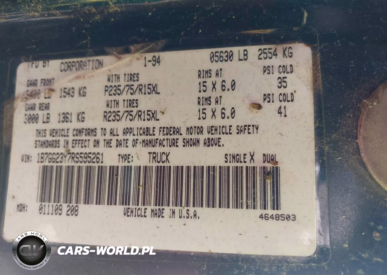1994 Dodge Dakota VIN:1B7GG23Y7RS595261 - 9