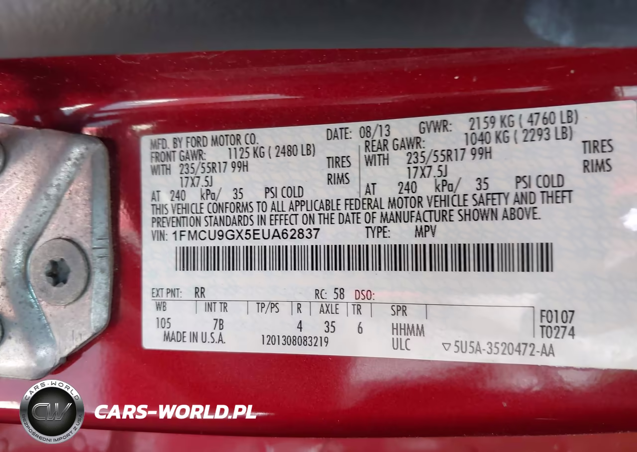 2014 Ford Escape Se VIN:1FMCU9GX5EUA62837 - 9