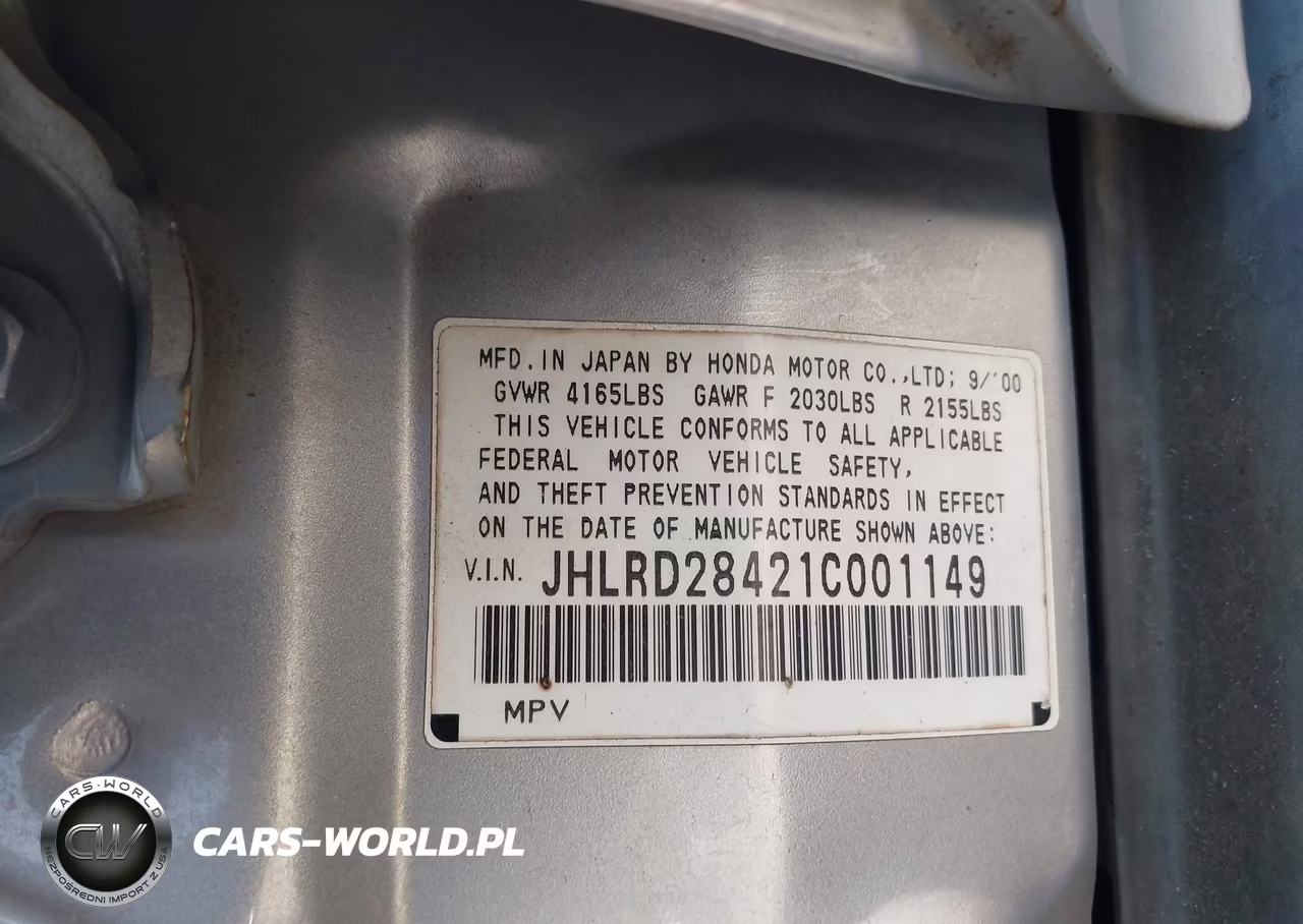 2001 Honda Cr-V Lx VIN:JHLRD28421C001149 - 9